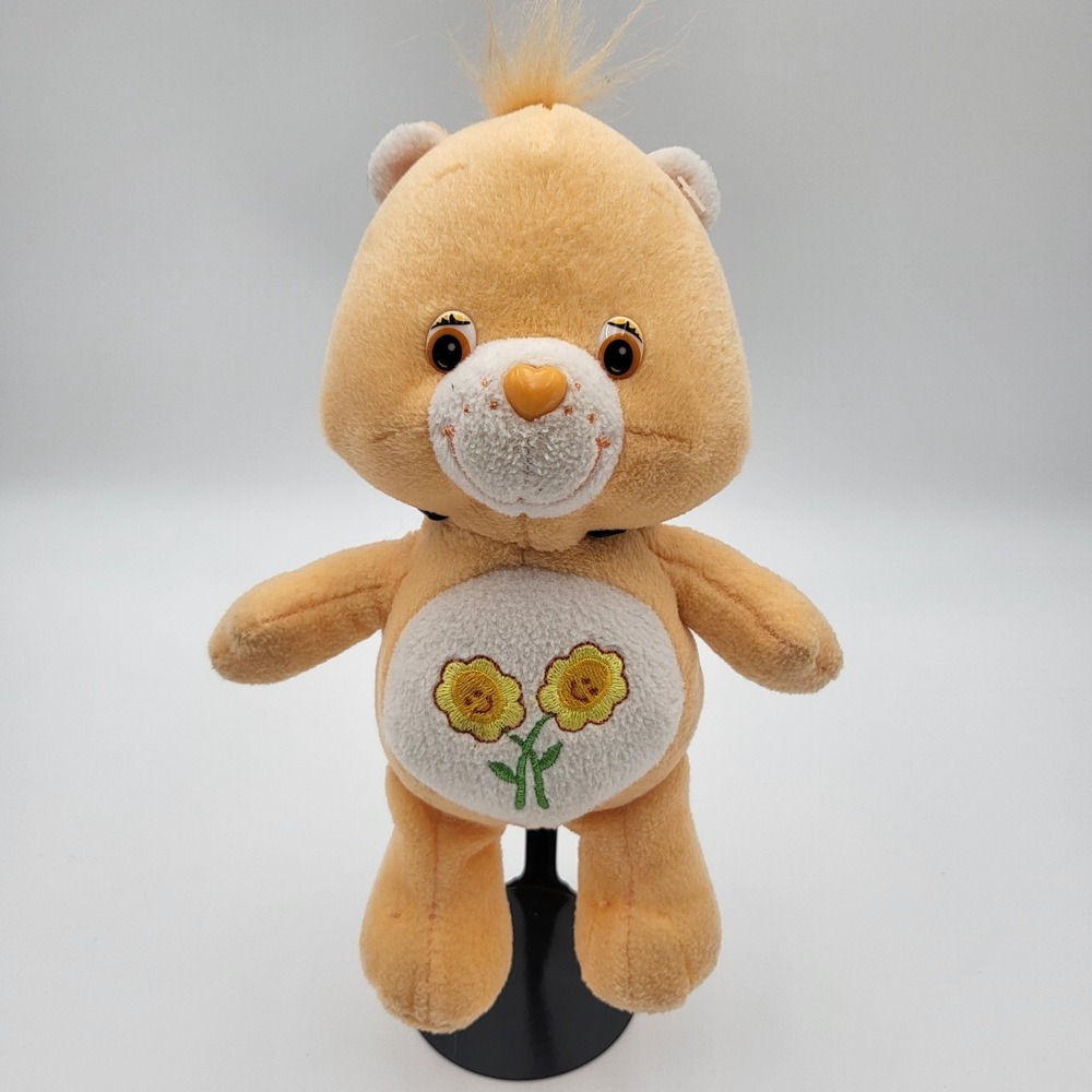 Vintage Care Bears Y2k Friend Bear Plush 8"‎ Orange Yellow Flowers Belly 2002